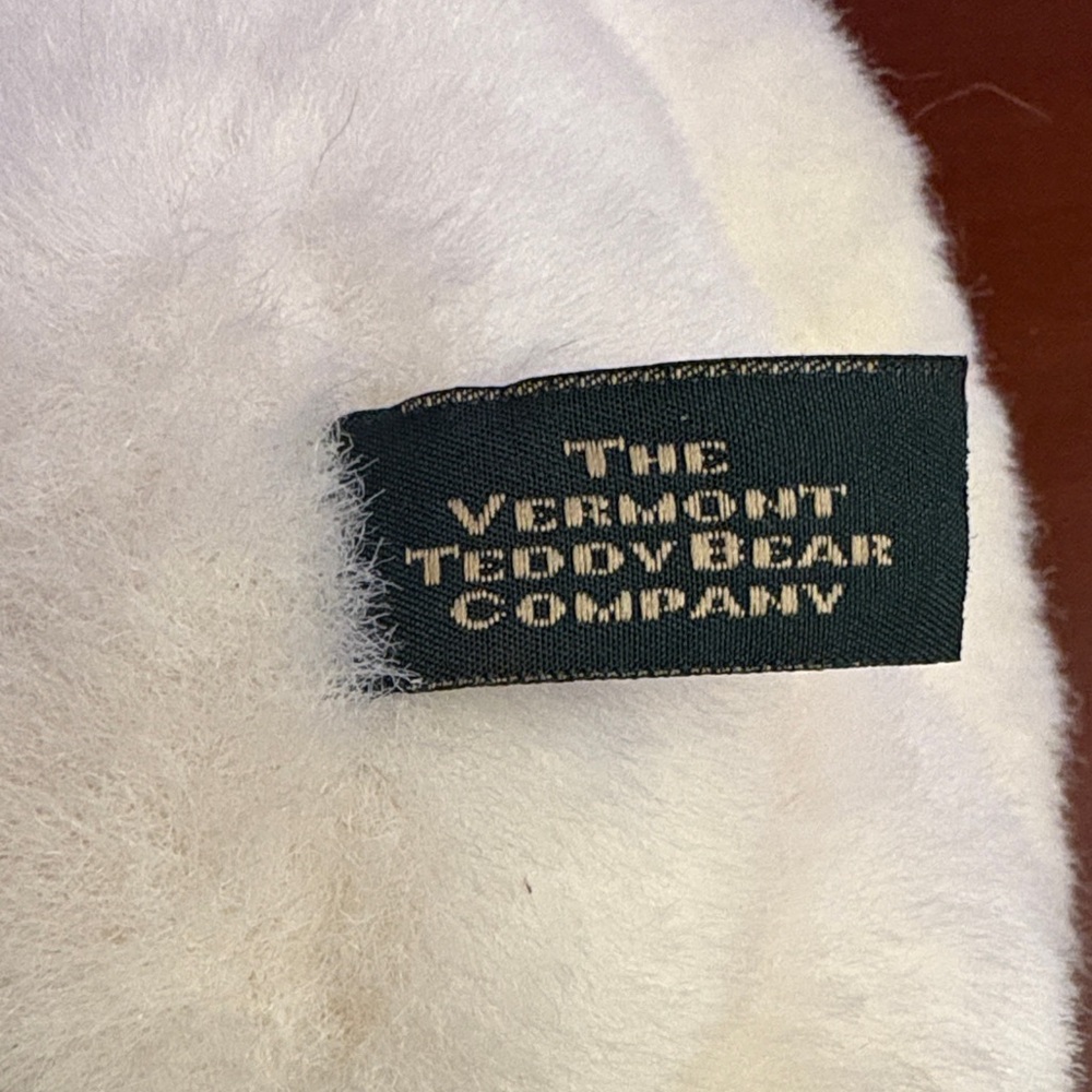 The Vermont Teddy Bear Company white poseable bear with tan paws and black nose - Picture 9 of 14